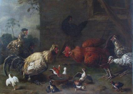 E. Basiul, Obraz Koguty, Adriaen van Utrecht, XVII w., po konserwacji