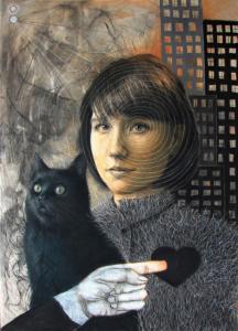 Autoportret, rysunek, rysunek, pastel, 80-60 cm, 2016 r.