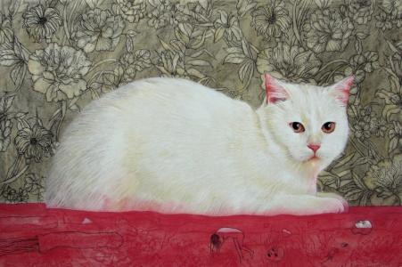 Panna Cotta w sosie malinowym, rysunek, pastel, 70-100 cm, 2019 r.